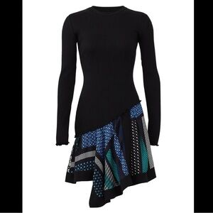DEREK LAM 10 CROSBY knit scarf print hem dress size 00 new without tags